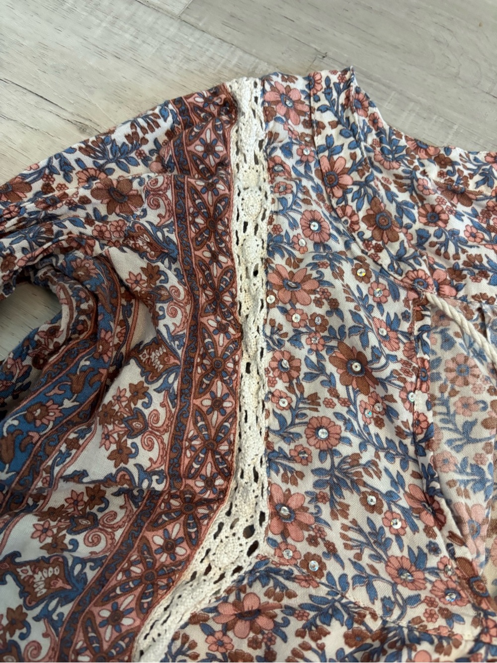RAGA Boho Floral Paisley Fringe Tassel Dress Size Large - Picture 9 of 14